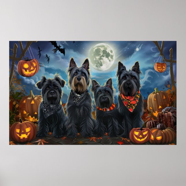Scottish Terrier Halloween Spooky Poster (Front)
