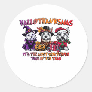 Scottish Terrier Halloween Thanksgiving Christmas  Classic Round Sticker