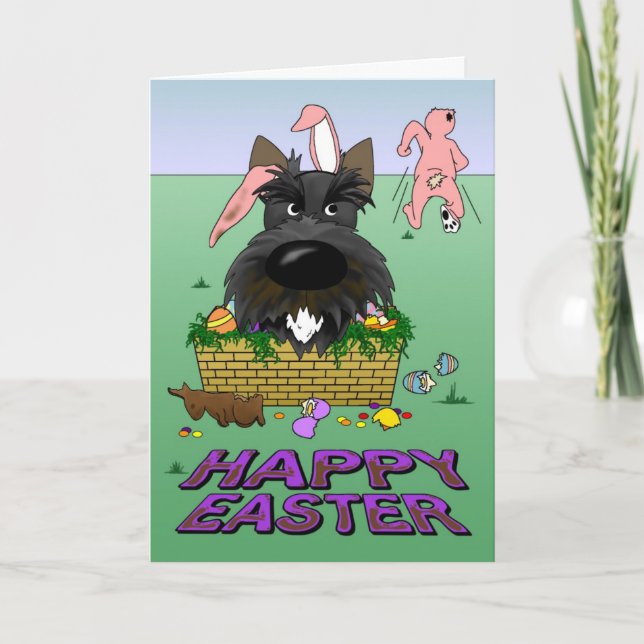 Scottish Terrier Happy Easter Card (Front)
