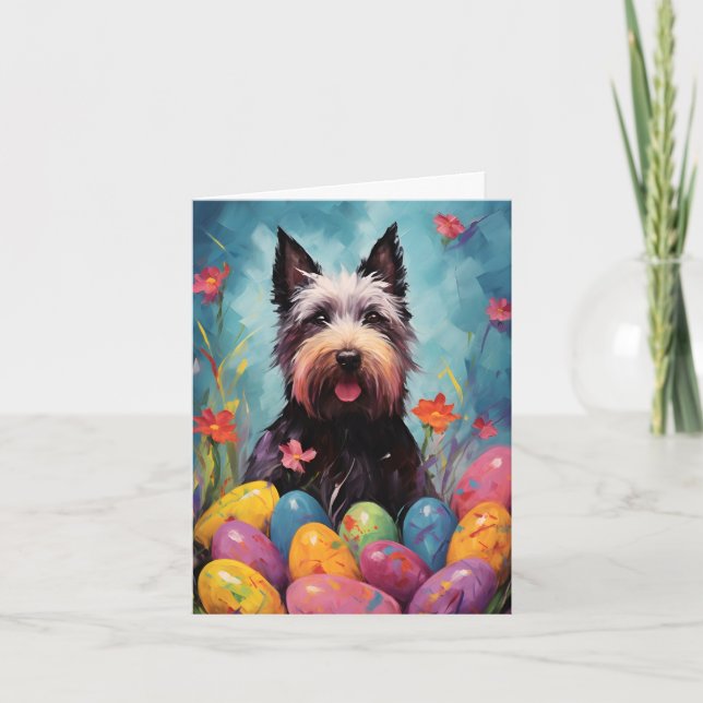 Scottish Terrier Happy Easter Card (Front)