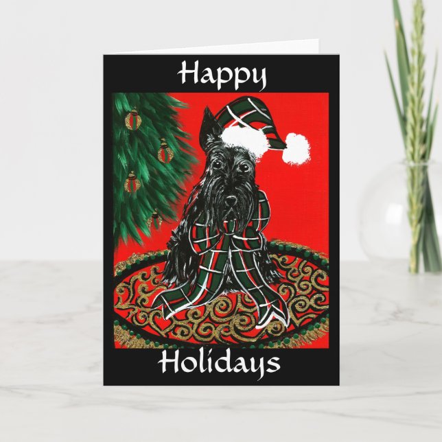 Scottish Terrier, Happy Holidays Card (Front)