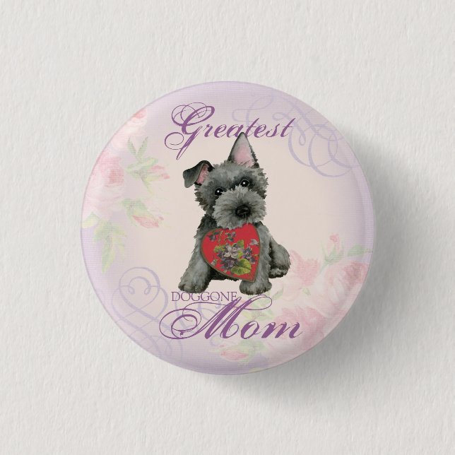 Scottish Terrier Heart Mum Pinback Button (Front)