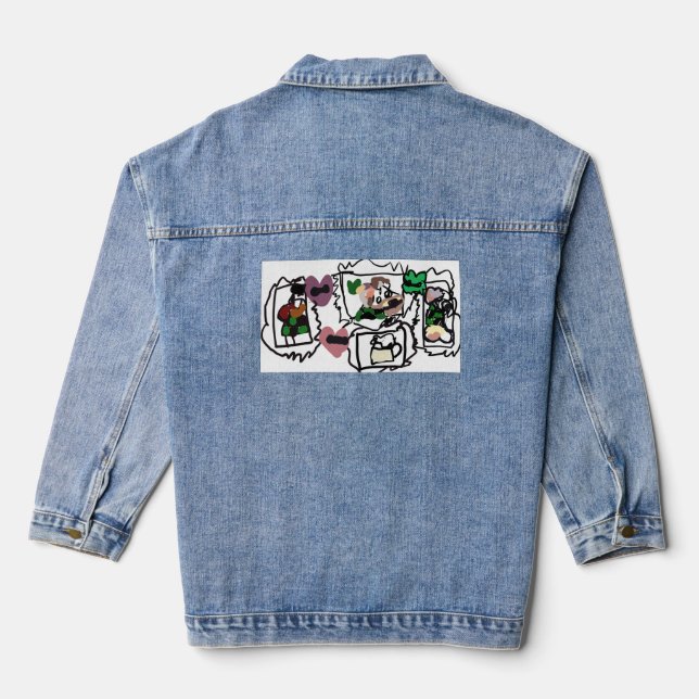 Scottish terrier hearts and green  denim jacket (Back)