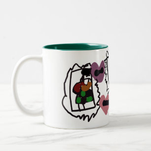 Scottish terrier hearts and green Two-Tone coffee mug