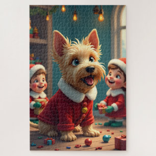 Scottish Terrier Helping Santa’s Elves Christmas Jigsaw Puzzle