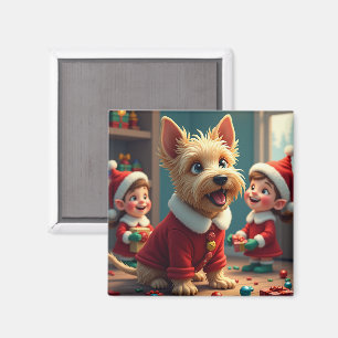 Scottish Terrier Helping Santa’s Elves Christmas Magnet