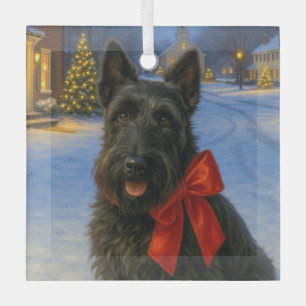 Scottish Terrier Holiday  Glass Tree Decoration