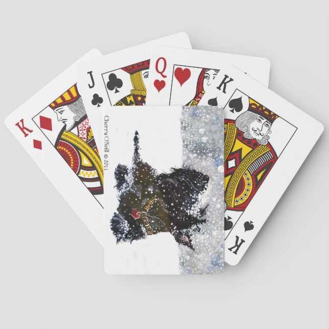 Scottish Terrier in Falling Snow Playing Cards (Back)
