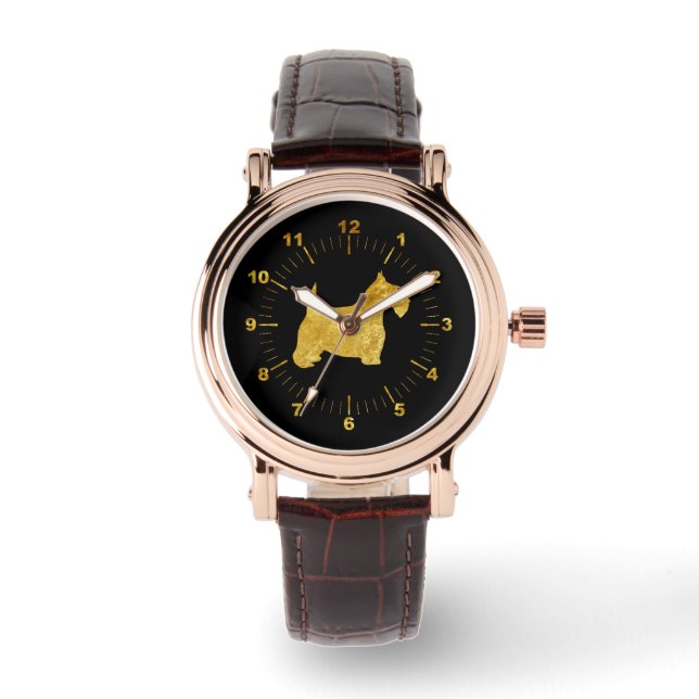 Scottish Terrier in Gold and Black Watch (Front)