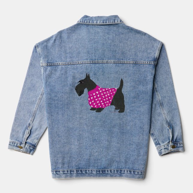 Scottish Terrier in Warm Sweater Denim Jacket (Back)