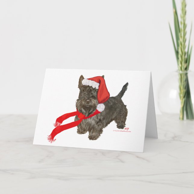 Scottish Terrier is Santa's Helper Holiday Card (Front)