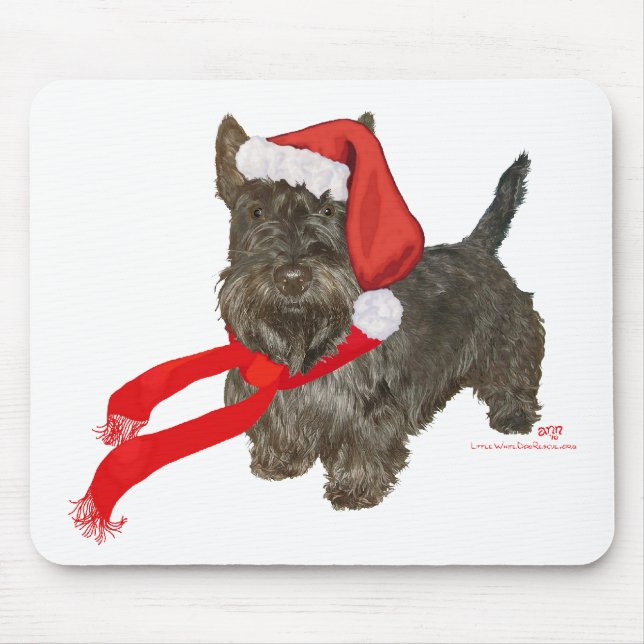Scottish Terrier is Santa's Helper Mouse Pad (Front)