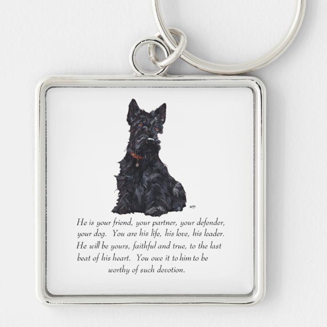Scottish Terrier Keepsake - MALE Dog Key Ring (Front)