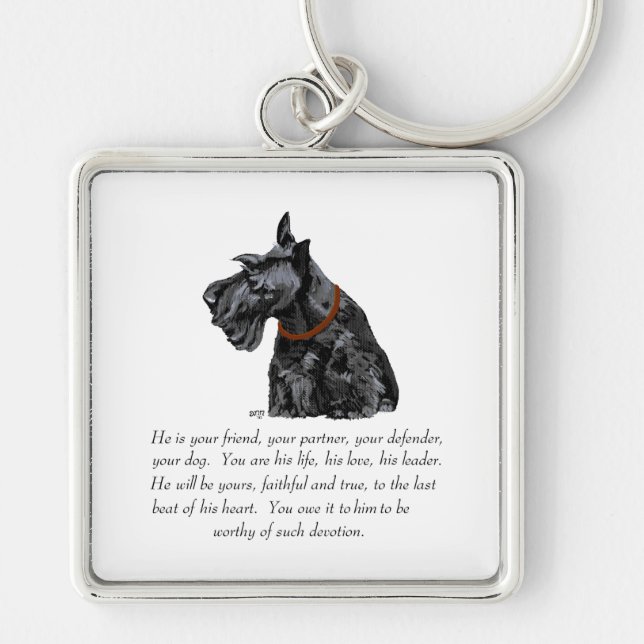 Scottish Terrier Keepsake - MALE Dog Key Ring (Front)