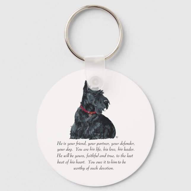 Scottish Terrier Keepsake - MALE Dog Key Ring (Front)