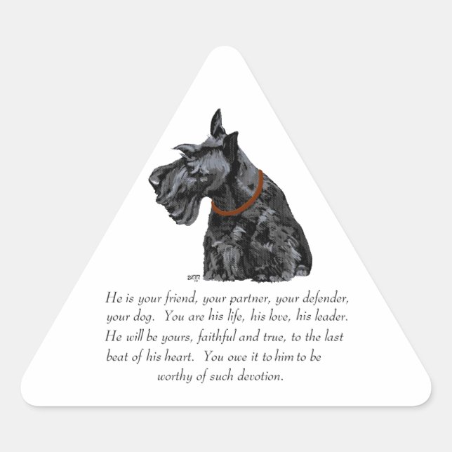 Scottish Terrier Keepsake - MALE Dog Triangle Sticker (Front)