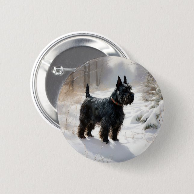 Scottish Terrier Let It Snow Christmas 6 Cm Round Badge (Front & Back)
