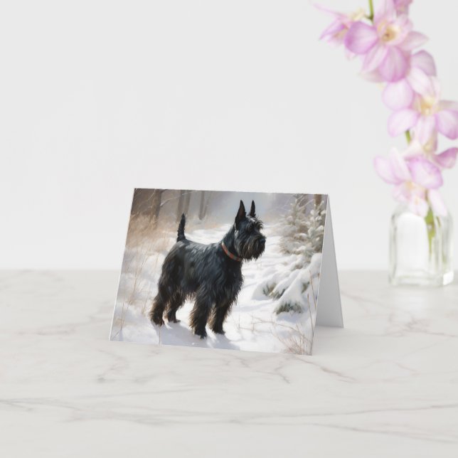 Scottish Terrier Let It Snow Christmas Card (Orchid)