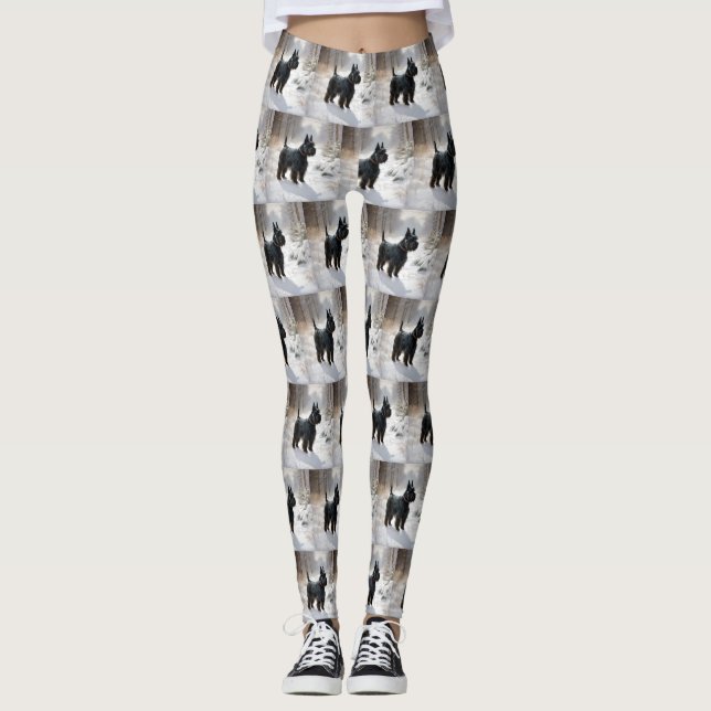 Scottish Terrier Let It Snow Christmas Leggings (Front)