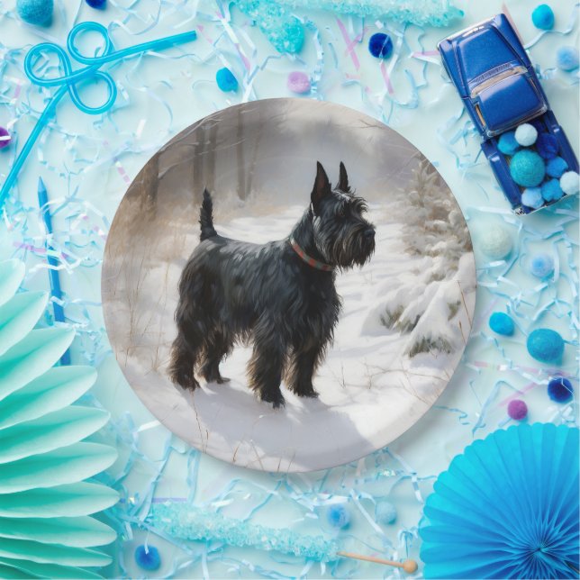 Scottish Terrier Let It Snow Christmas Paper Plate (Party)