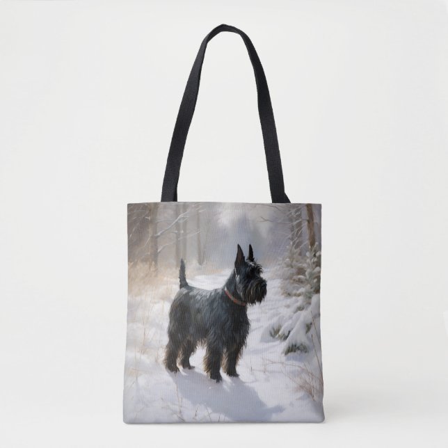 Scottish Terrier Let It Snow Christmas Tote Bag (Front)