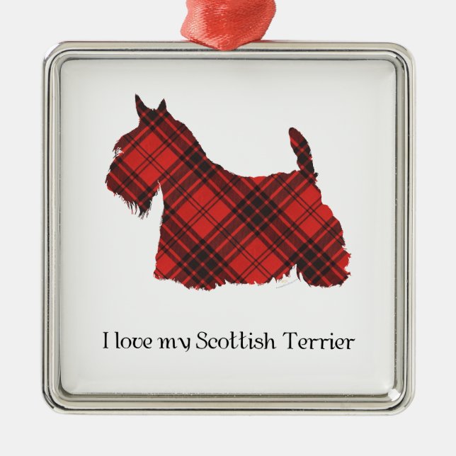 Scottish Terrier Maxwell Tartan Metal Tree Decoration (Front)