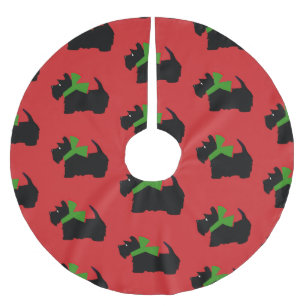 Scottish Terrier Merry Christmas Plaid Brushed Polyester Tree Skirt