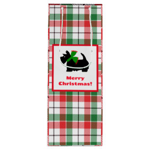 Scottish terrier merry Christmas plaid Wine Gift Bag