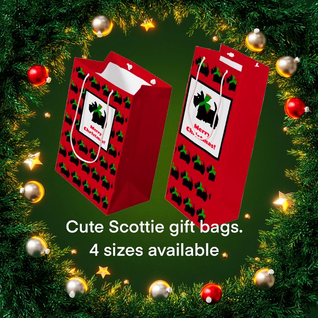 Scottish Terrier Merry Christmas  Wine Gift Bag (Cheerful Scottish Terriers are back!)