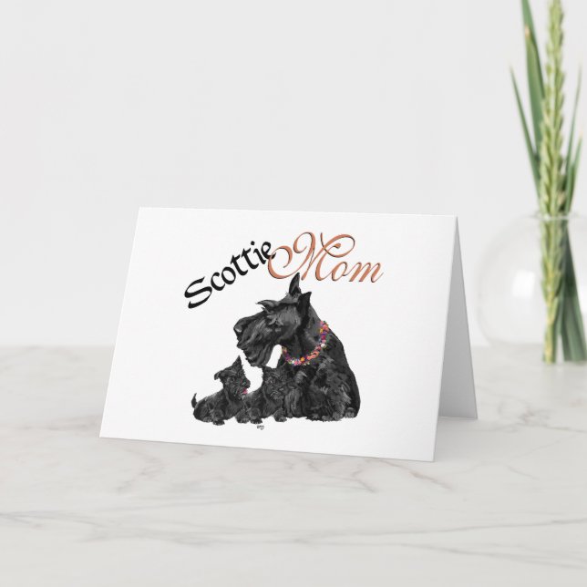 Scottish Terrier Mum & Pups Card (Front)