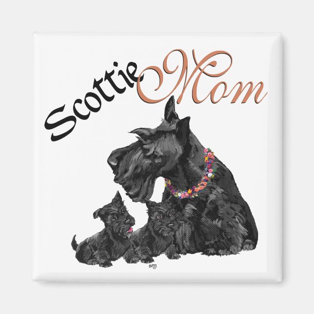 Scottish Terrier Mum & Pups Magnet (Front)