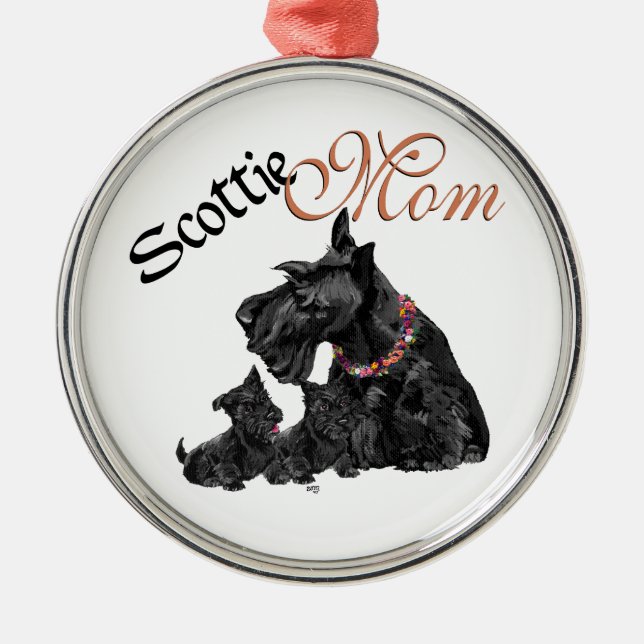Scottish Terrier Mum & Pups Metal Tree Decoration (Front)