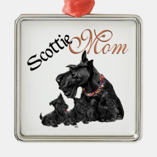 Scottish Terrier Mum & Pups Metal Tree Decoration