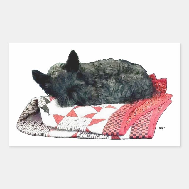 Scottish Terrier Napping Rectangular Sticker (Front)