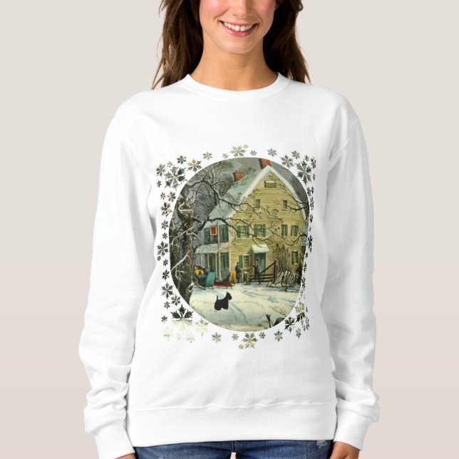 Scottish Terrier Old Fashioned Winter Sweatshirt (Front)