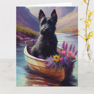 Scottish Terrier on a Paddle: A Scenic Adventure Card