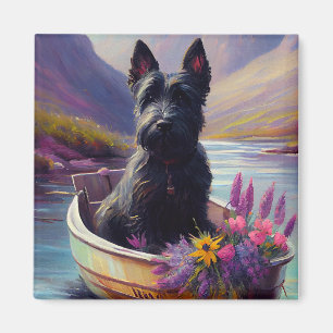 Scottish Terrier on a Paddle: A Scenic Adventure Magnet
