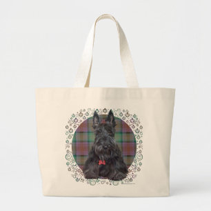 Scottish Terrier on Tartan Large Tote Bag