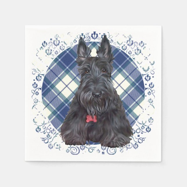Scottish Terrier on Tartan Napkin (Front)