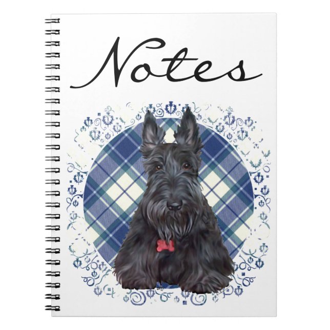 Scottish Terrier on Tartan Spiral Notebook (Front)