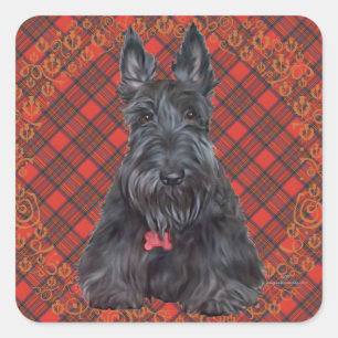 Scottish Terrier on Tartan Square Sticker