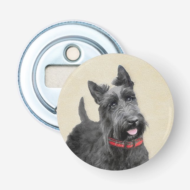 Scottish Terrier Painting - Cute Original Dog Art Bottle Opener (Front)