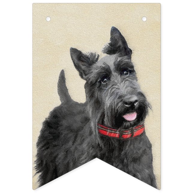 Scottish Terrier Painting - Cute Original Dog Art Bunting (First Flag)