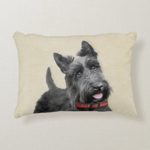 Scottish Terrier Painting - Cute Original Dog Art Decorative Cushion