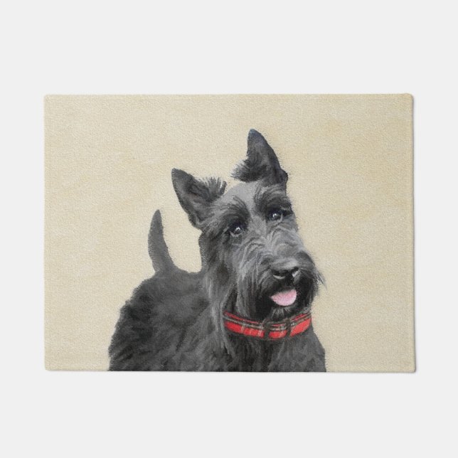 Scottish Terrier Painting - Cute Original Dog Art Doormat (Front)