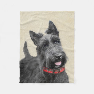 Scottish Terrier Painting - Cute Original Dog Art Fleece Blanket