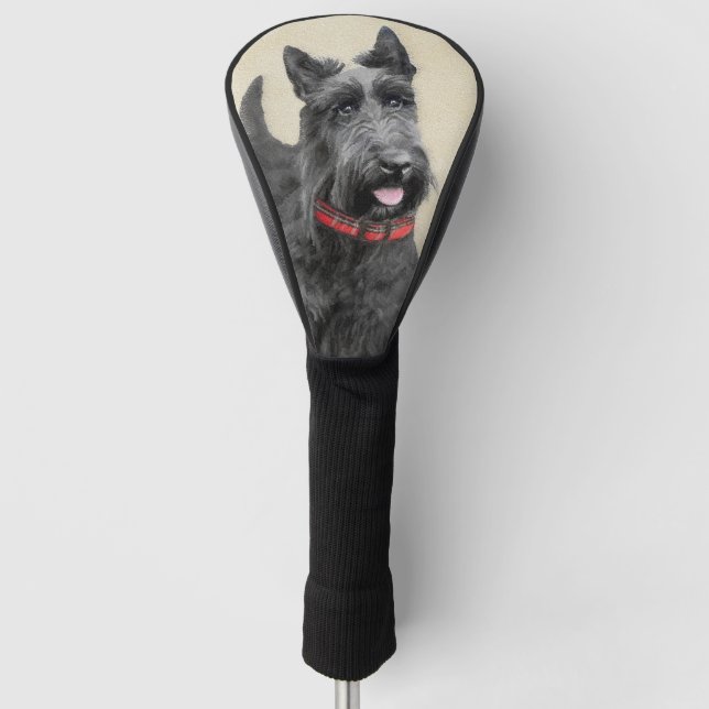Scottish Terrier Painting - Cute Original Dog Art Golf Head Cover (Front)