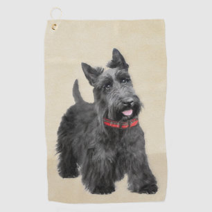 Scottish Terrier Painting - Cute Original Dog Art Golf Towel