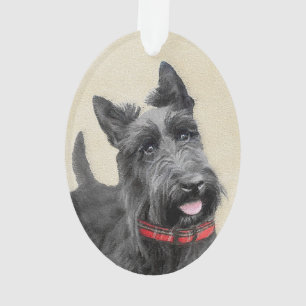 Scottish Terrier Painting - Cute Original Dog Art Ornament