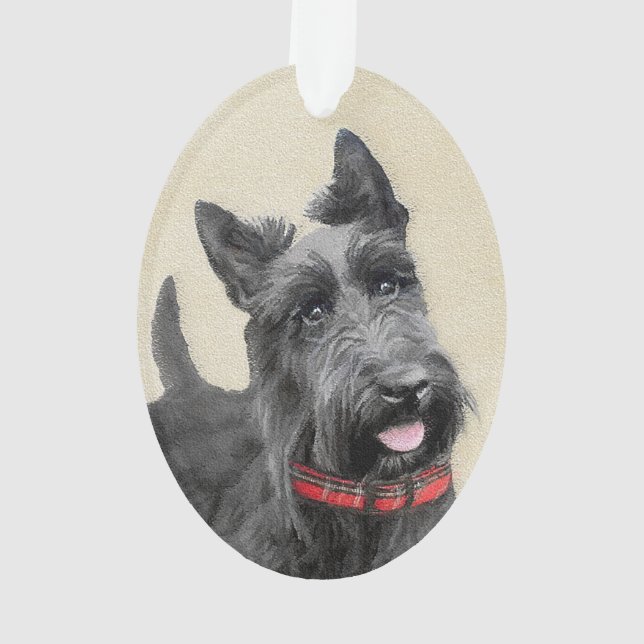 Scottish Terrier Painting - Cute Original Dog Art Ornament (Back)